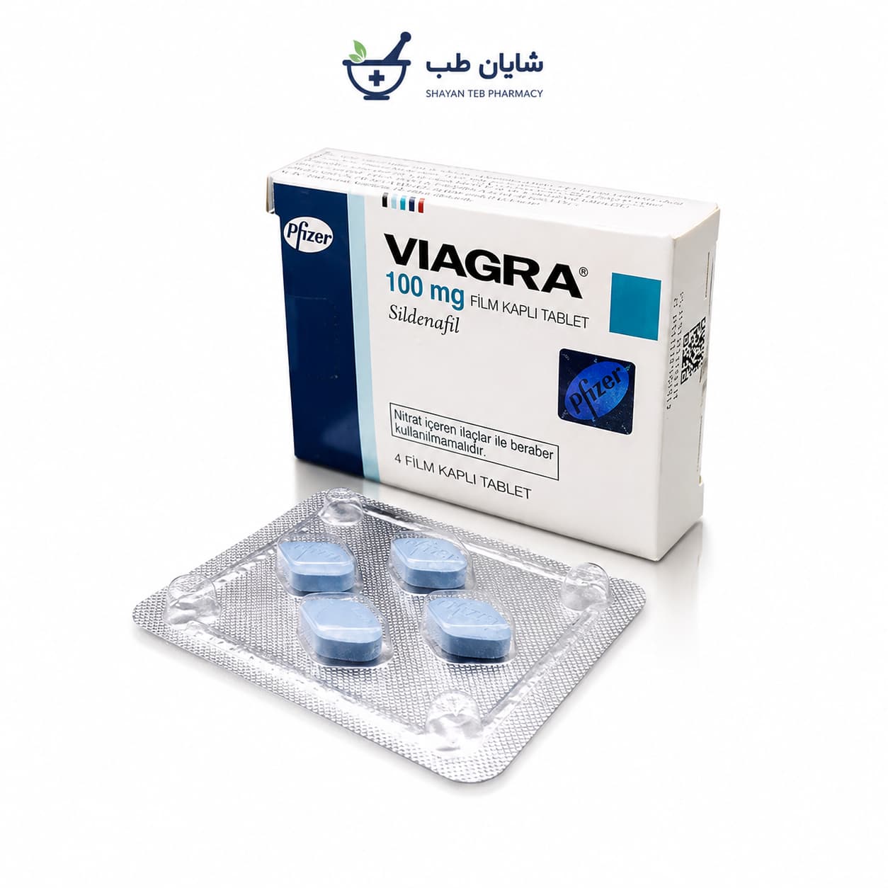 قرص ویاگرا ۴ عددی ۱۰۰ میلیگرم اصل Pfizer